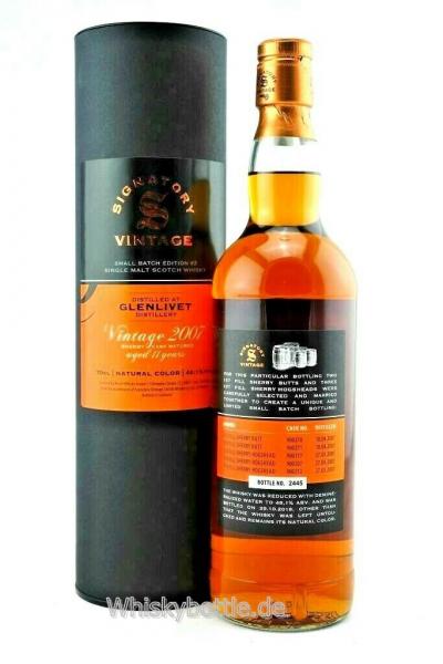 Glenlivet 11 Jahre 2007/2018 Sherry Casks Small Batch Edition #3 Signatory Vintage 48,1% vol. 0,7l Glenlivet 11 Jahre 2007/2018 Sherry Casks Small Batch Edition #3 Signatory Vintage 48,1% vol. 0,7l