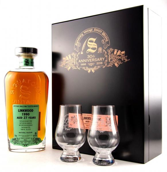 Linkwood 27 Jahre 1990-2018 30th Anniversary Signatory 50,3% vol. +2 Gläser Linkwood 27 Jahre 1990-2018 30th Anniversary Signatory 50,3% vol. +2 Gläser