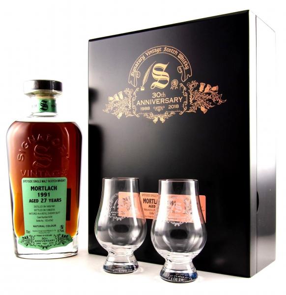 Mortlach 27 Jahre 1991-2018 30th Anniversary Signatory 51,7% vol. +2 Gläser Mortlach 27 Jahre 1991-2018 30th Anniversary Signatory 51,7% vol. +2 Gläser